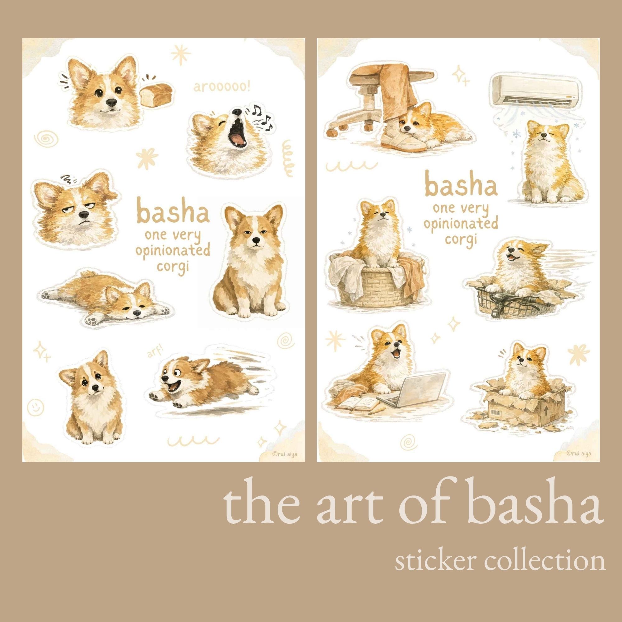 The Art of Basha — Watercolor Sticker Sheet